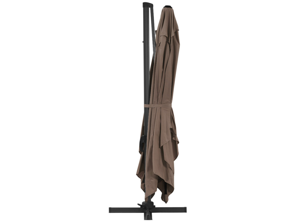 Parasol vrijhangend tuin zweefparasol Aluminium "Sun 4" - Rechthoekig - 3 x 4 m - Taupe - grijs bruin - Inclusief parasolvoet te