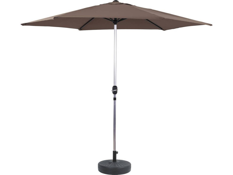 Parasol tuin tuinparasol recht aluminium "Sol" - Rond - Ø 3m - Grijs - Met parasolvoet voor parasoltegels