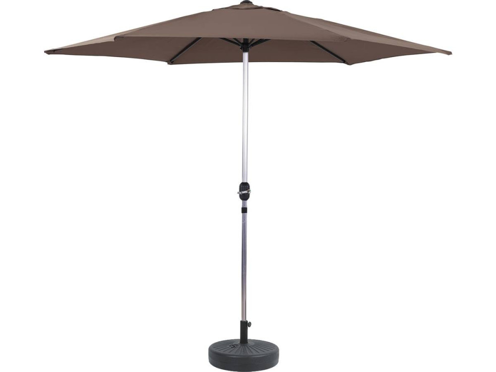 Parasol tuin tuinparasol recht aluminium "Sol" - Rond - Ø 3m - Grijs - Met parasolvoet voor parasoltegels