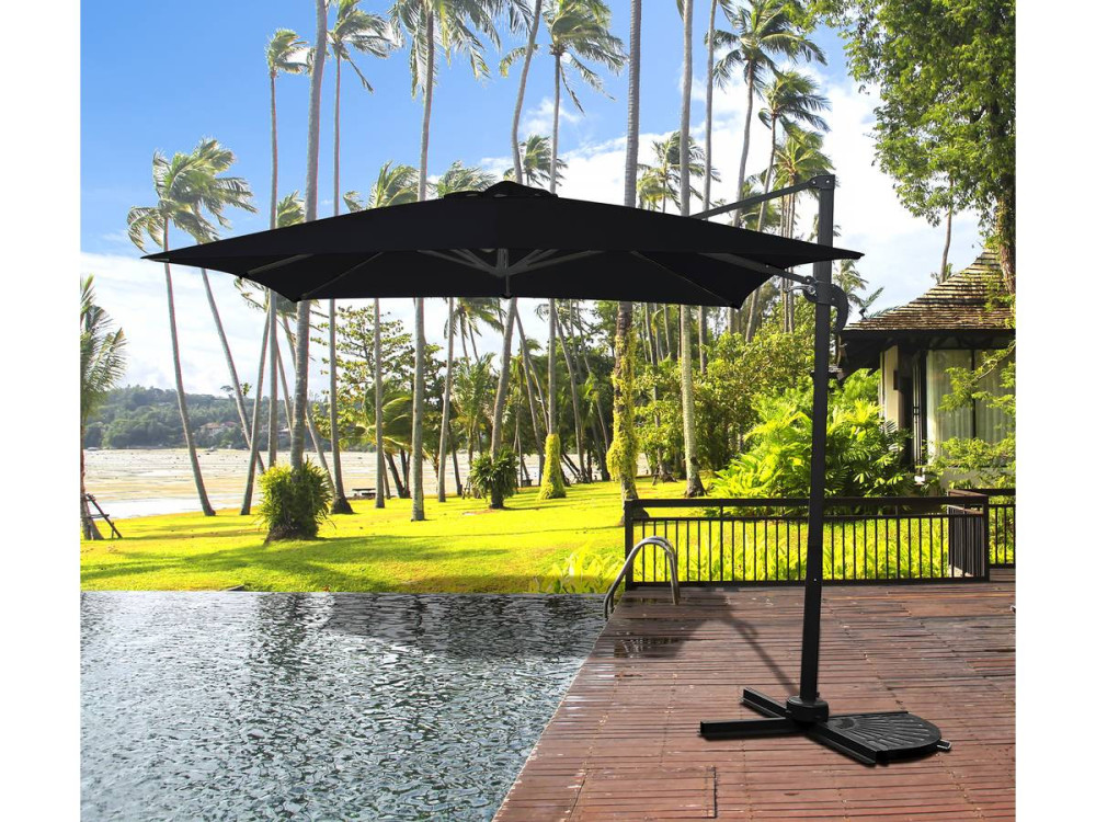 Parasol vrijhangend tuin zweefparasol - 2,5 x 2,5 m - Zwart