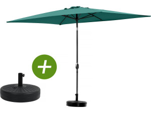 Parasol tuin tuinparasol "Sol 2" - Rechthoekig - 2 x 3 m - Groen + inclusief parasolvoet tegel / parasoltegels