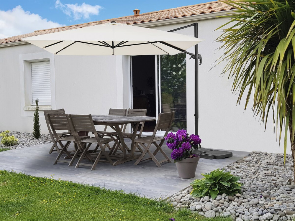 Parasol vrijhangend tuin zweefparasol aluminium "Sky 4" - 3 x 4 m - Ecru