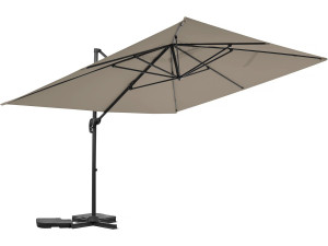 Parasol vrijhangend tuin zweefparasol aluminium "Sky 4" - 3 x 4 m - Taupe - grijs bruin