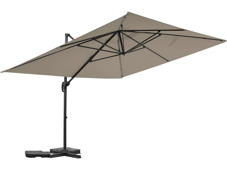 Parasol vrijhangend tuin zweefparasol aluminium "Sky 4" - 3 x 4 m - Taupe - grijs bruin