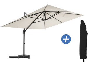 "Sky 4" aluminium zweefparasol - 3 x 4 m - Ecru - Met hoes