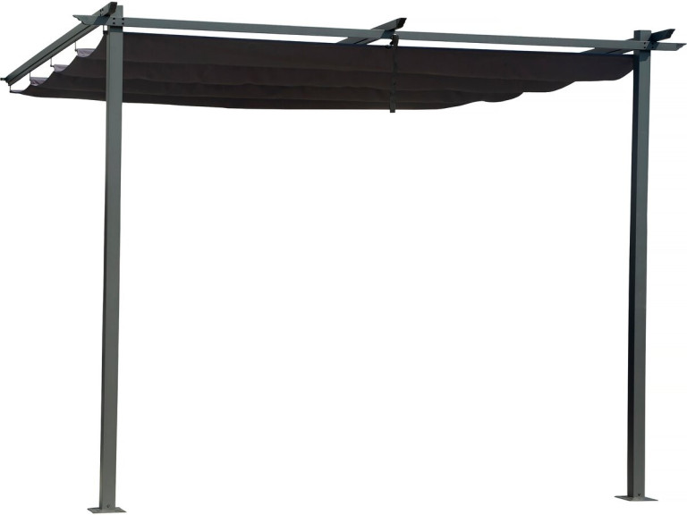 Pergola aanbouw harmonicadoek schaduwdoek zonwering verstelbaar - 3 x 3 m - Grijs antraciet