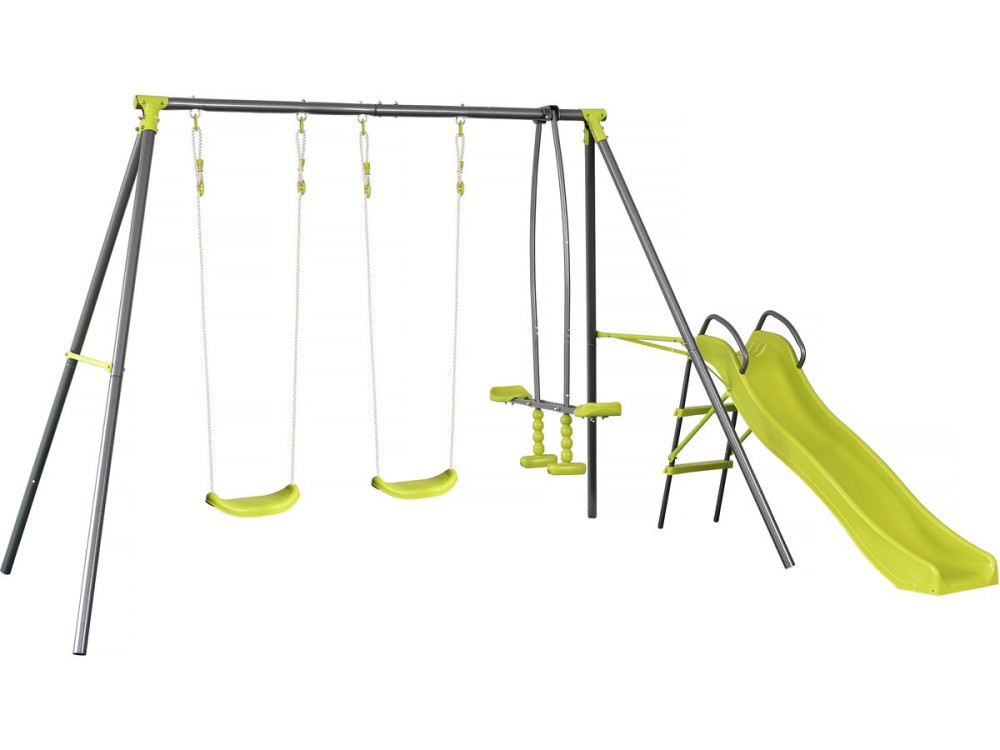 Schommel metaal buitenspeelgoed "Enzo II" 4 speeltoestellen - 315 x 225 x 195 cm