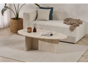 Houten salontafel "Orba" - 120 x 65 x 40 cm - Travertin 2