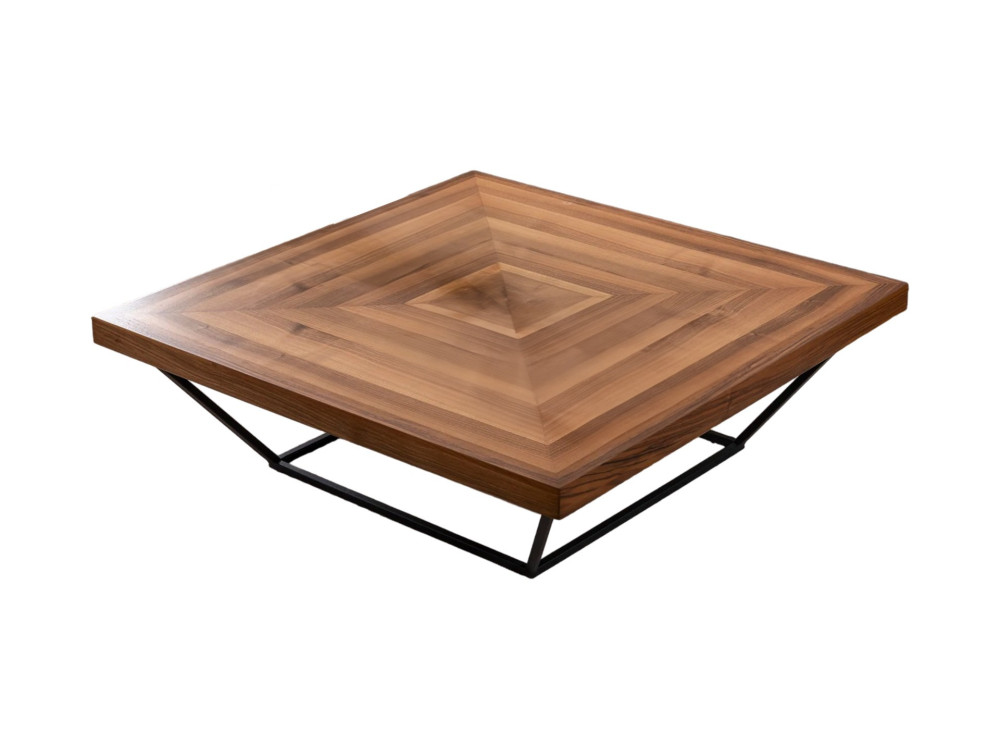 Cora" houten salontafel - 100 x 100 x 32 cm - Notelaar