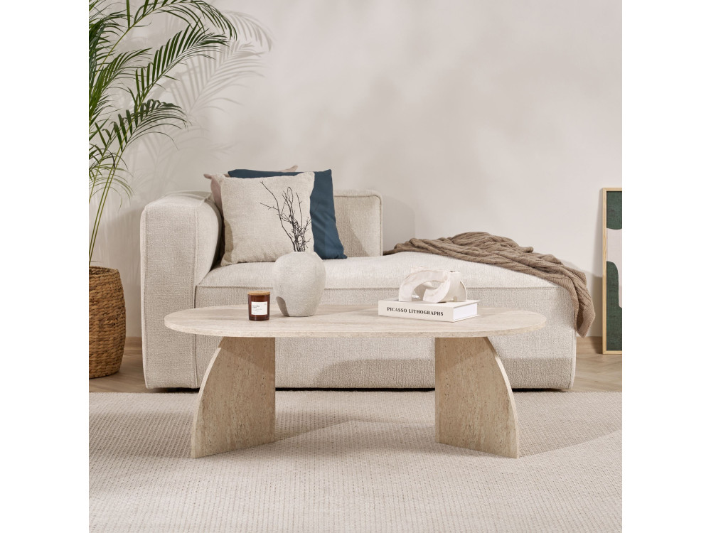 Houten salontafel "Melina" 120 x 60 x 40 cm - Travertin