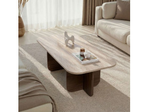 Houten salontafel "Akira" - 120 x 60 x 41 cm - Travertin 2