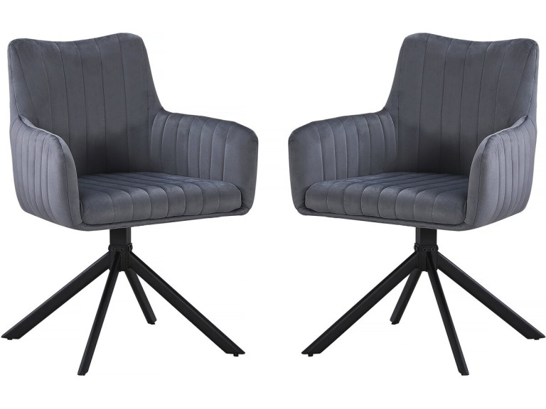 Set van 2 stoffen stoelen "Pharell" - 60 x 61 x 91 cm - Grijs