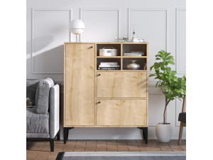 Houten dressoir "Ewa" - 100 x 35 x 125 cm - Saffier Eik 2