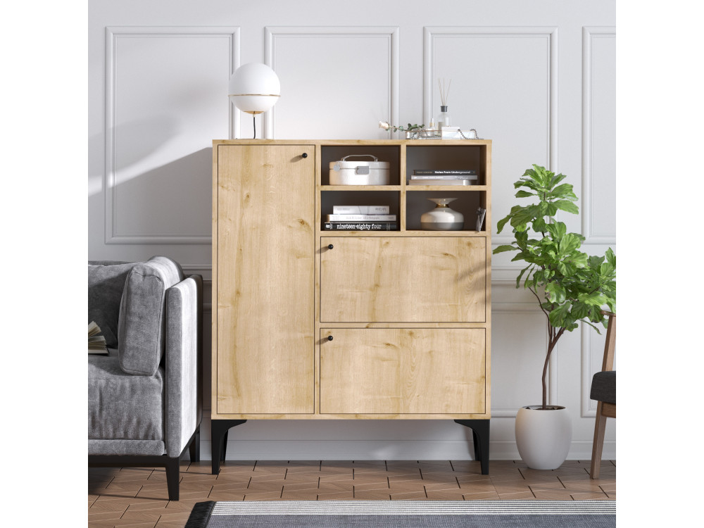 Houten dressoir "Ewa" - 100 x 35 x 125 cm - Saffier Eik