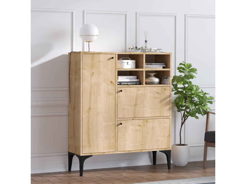 Houten dressoir "Ewa" - 100 x 35 x 125 cm - Saffier Eik
