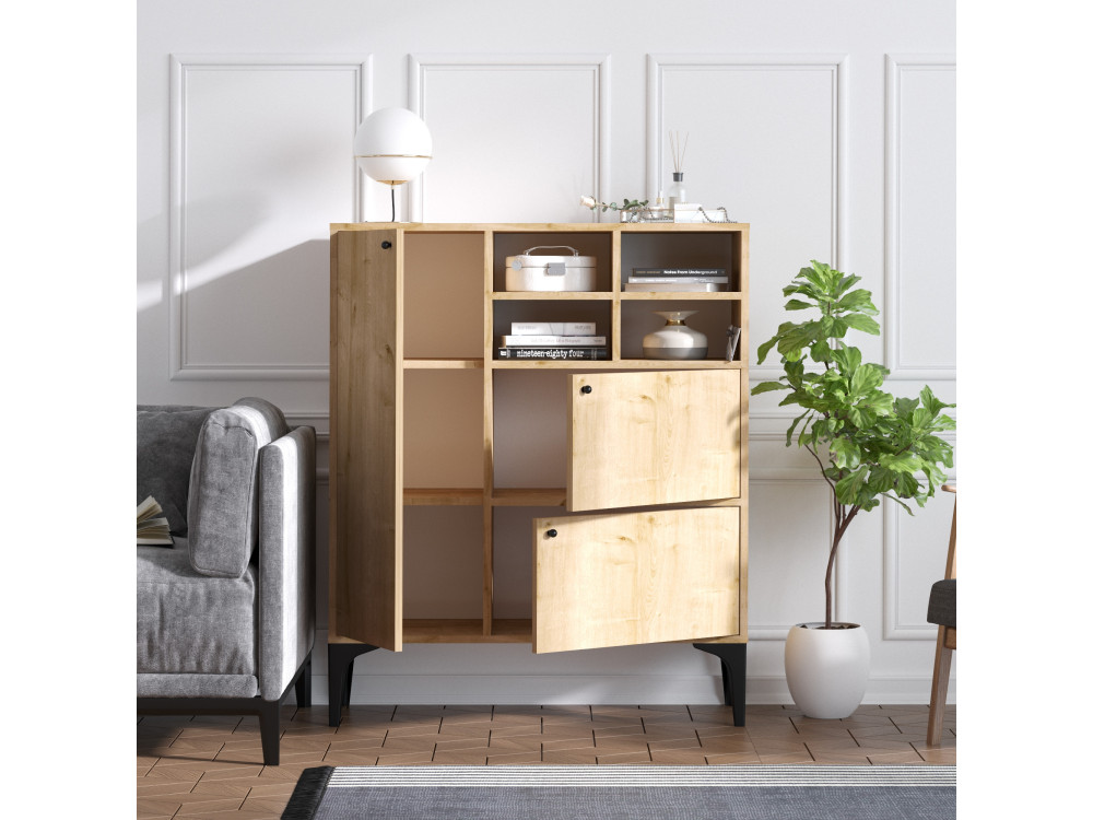Houten dressoir "Ewa" - 100 x 35 x 125 cm - Saffier Eik