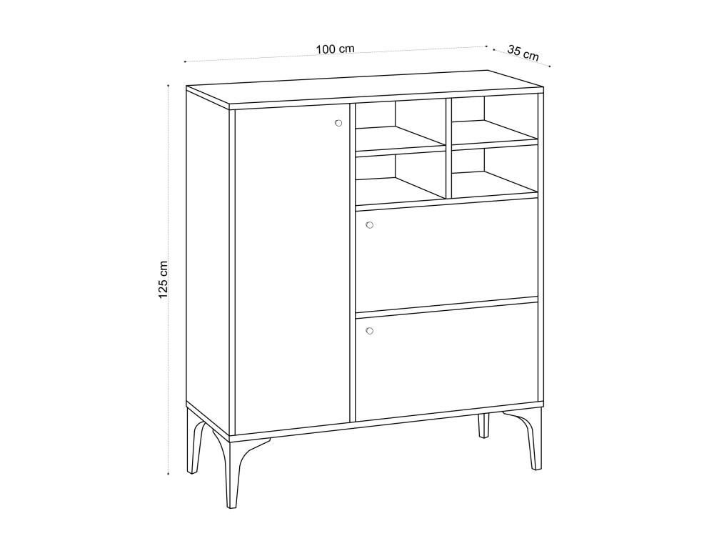 Houten dressoir "Ewa" - 100 x 35 x 125 cm - Saffier Eik