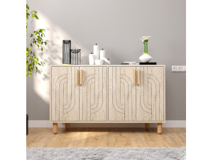 Rodney" houten dressoir - 120 x 30 x 74 cm - Travertin 2