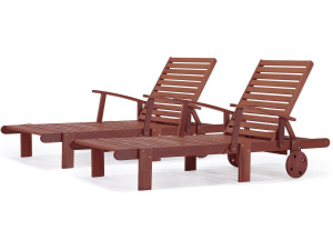 Set 2 stuks Ligbed tuin ligstoel verstelbaar tropisch hout "Tokyo" - Mahonie - Bruin mahonie