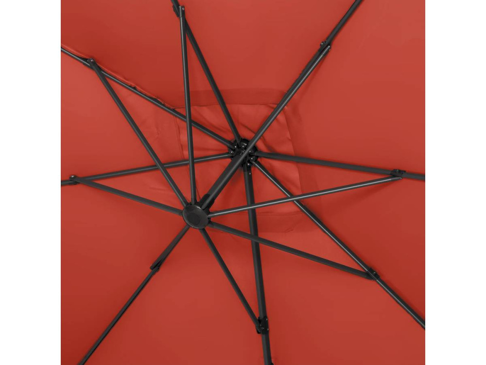 Parasol vrijhangend tuin zweefparasol Aluminium "Sun 4" - Rechthoekig - 3 x 4 m - Rood - Inclusief parasolvoet tegel / parasolte