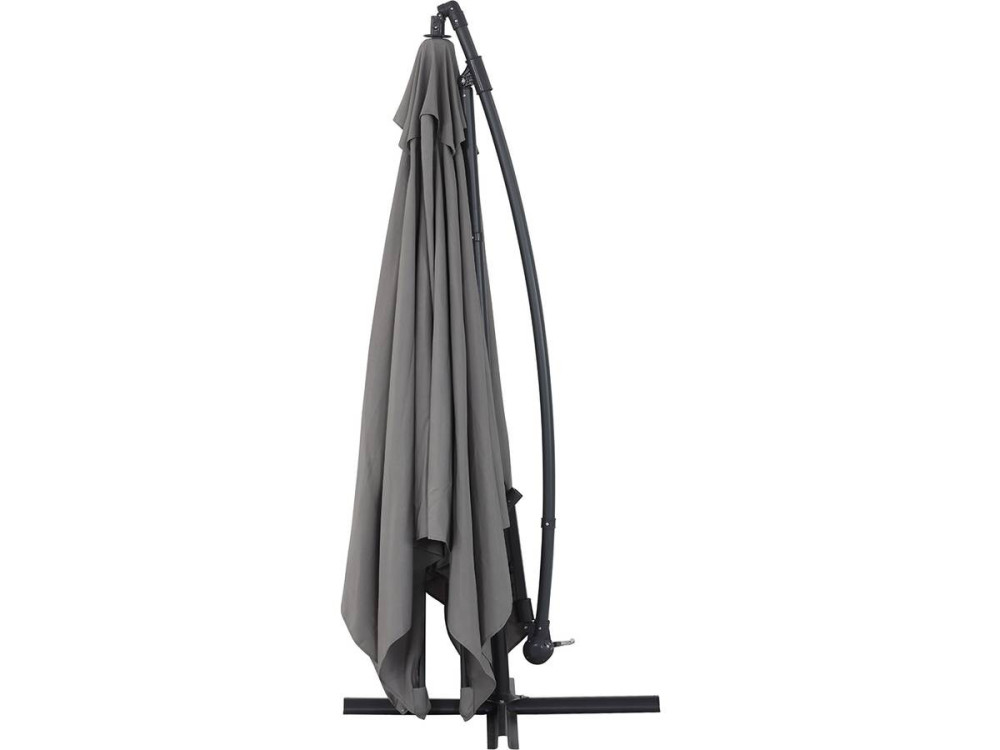 Parasol vrijhangend tuin zweefparasol Aluminium "Ilios 3" - Vierkant - 3 x 3 m - Grijs - Inclusief parasolvoet tegel / parasolte