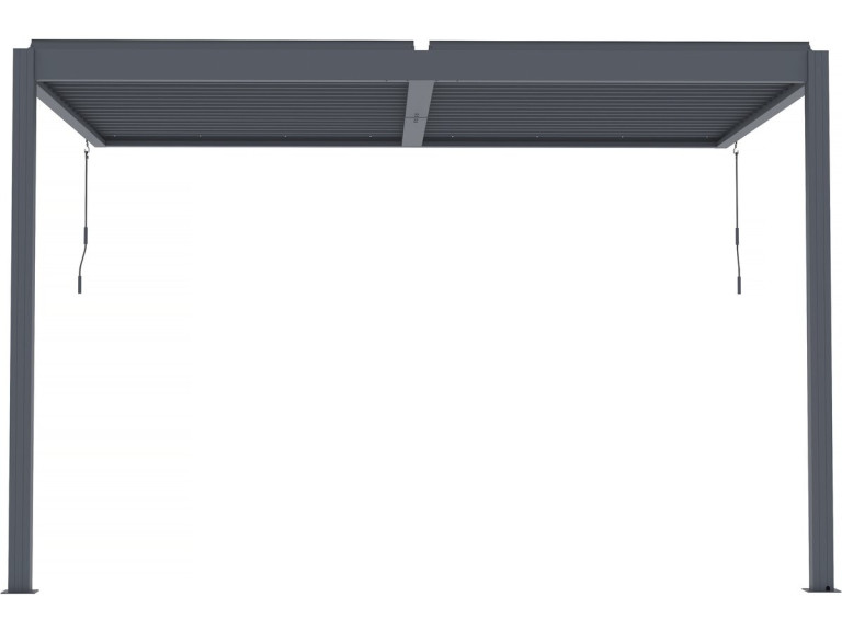 Pergola  terrasoverkapping zonwering verstelbaar met led verlichting aanbouw "Windsor" - 3 x 4 m - Antraciet