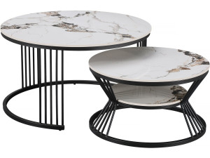 Set van 2 "Ombre" keramische salontafels - 70 x 70 x 45 cm - Wit