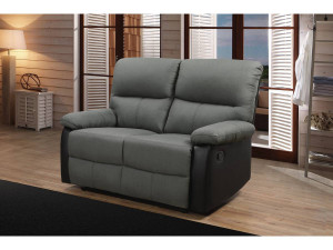 Relaxfauteuil relaxstoel verstelbaar bank "Lincoln" - 147 x 89 x 103 cm - 2 zits - Zwart / Donkergrijs 2