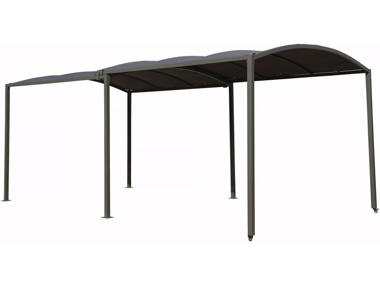 Uitschuifbare metalen carport "Mathis" - 303/566 x 295 x 240 cm - Antraciet