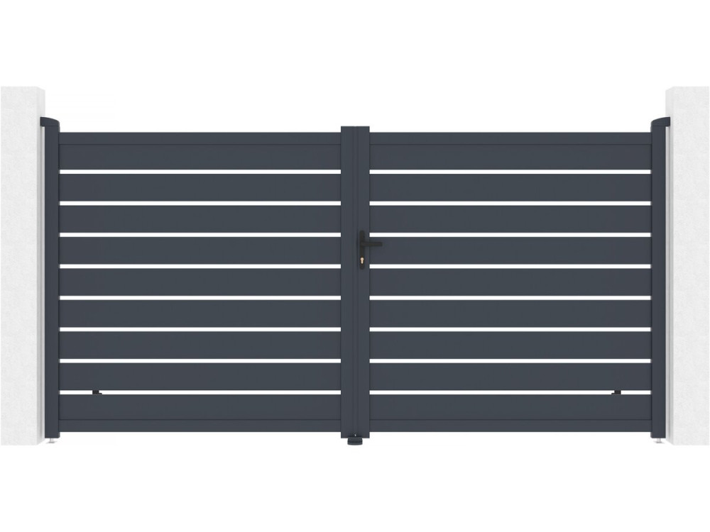 Aluminium poort „Bastien“ – 350 x 176 cm – antraciet