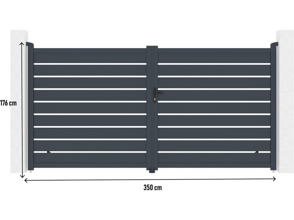 Aluminium poort „Bastien“ – 350 x 176 cm – antraciet