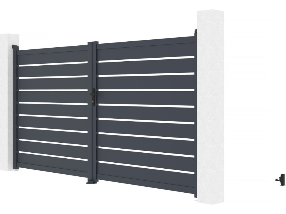 Aluminium poort „Bastien“ – 350 x 176 cm – antraciet