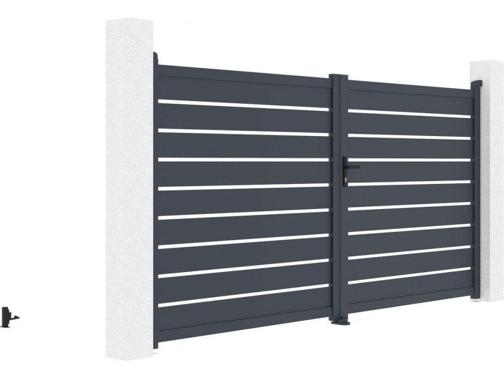 Aluminium poort „Bastien“ – 350 x 176 cm – antraciet
