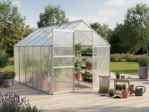Polycarbonaat tuinkas 310 x 190 x 195 cm "Basilic" - 5,89 m² - Grijs 2
