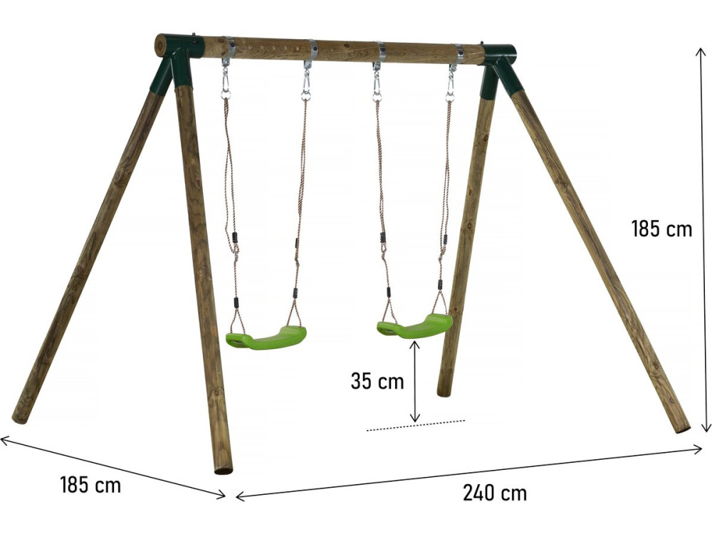 Houten schommel speeltoestel "Eden" - Met 2 schommels