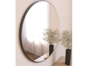 Ozze" houten spiegel - 60 x 60 cm - Zwart 2