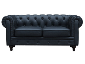Bank bankstel Chesterfield "Aliza" - 157 x 82 x 70 cm - 2 zits - Zwart 2