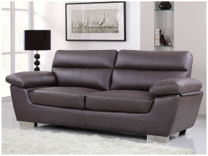 Bank gereconstrueerd leer en pvc meubel bankstel "Dallas" - 210 x 88 x 90 cm - 3 zits - Chocolade bruin 2
