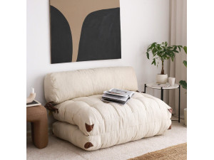 2-zits slaapbank in "Fold" stof - 120 x 75 x 79 cm - Crème 2