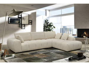 Bank hoekbank meubel stof "Monceau" - 3 zits - Beige - lichtbruin 2