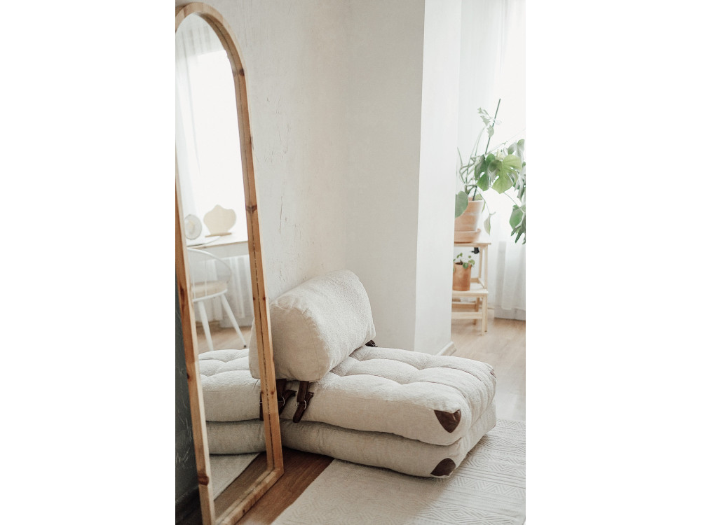 Stoffen fauteuil-bed Fold - 80 x 60 x 70 cm - Crème