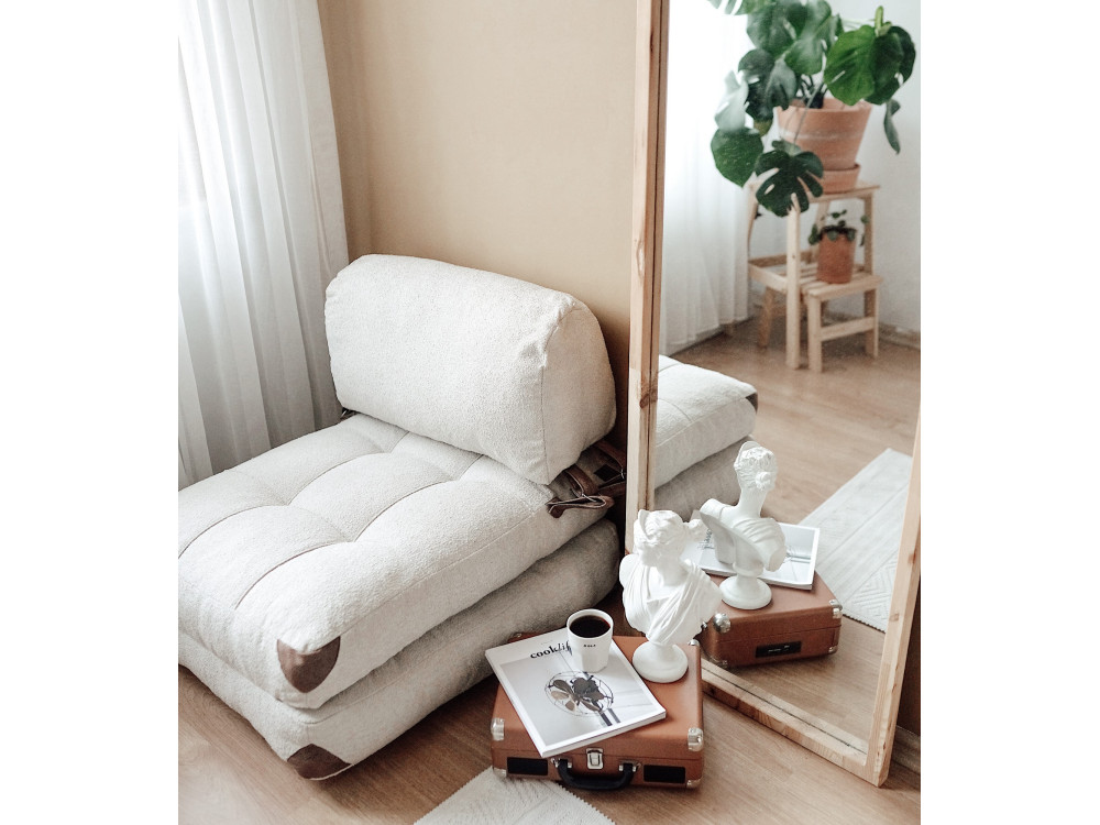 Stoffen fauteuil-bed Fold - 80 x 60 x 70 cm - Crème