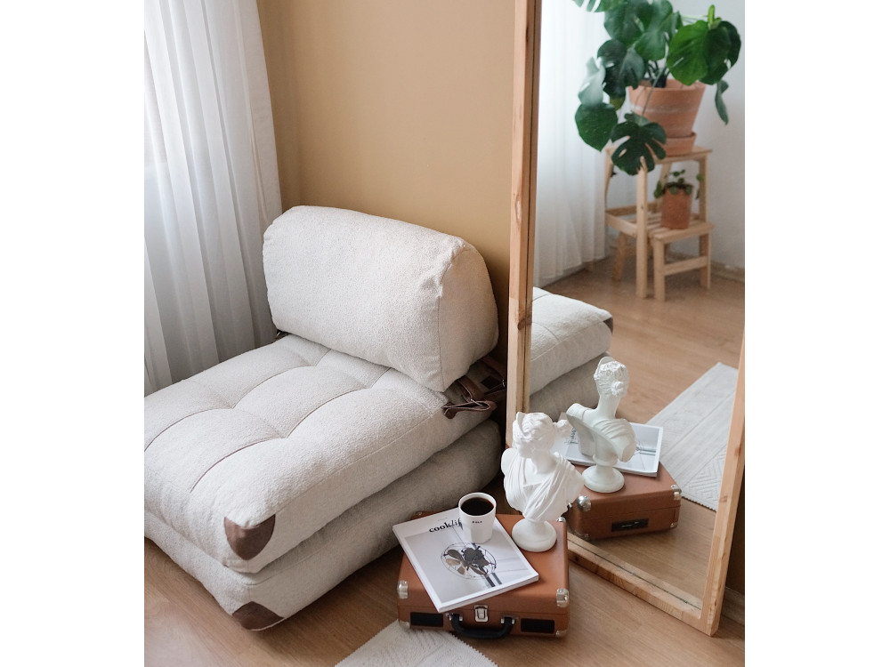 Stoffen fauteuil-bed Fold - 80 x 60 x 70 cm - Crème