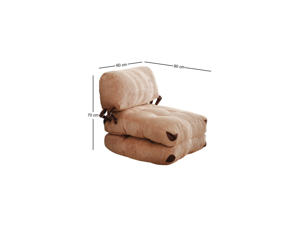 Stoffen fauteuil-bed Fold - 80 x 60 x 70 cm - Bruin
