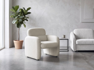 Loungestoel "Cozmo" in gevlekte stof - 78 x 79 x 77 cm - Crème 2