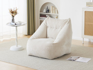 Corduroy poef "Medellin" - Beige - 85 x 85 x 72 cm 2