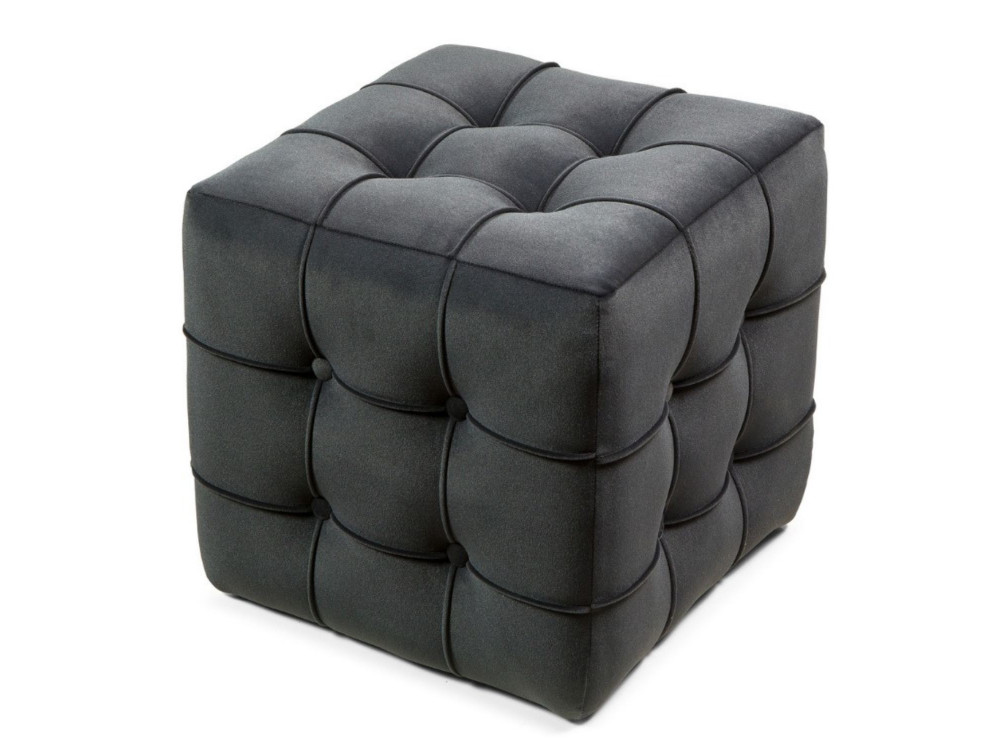 Lizbon" fluwelen poef - 42 x 42 x 42 cm - Grijs