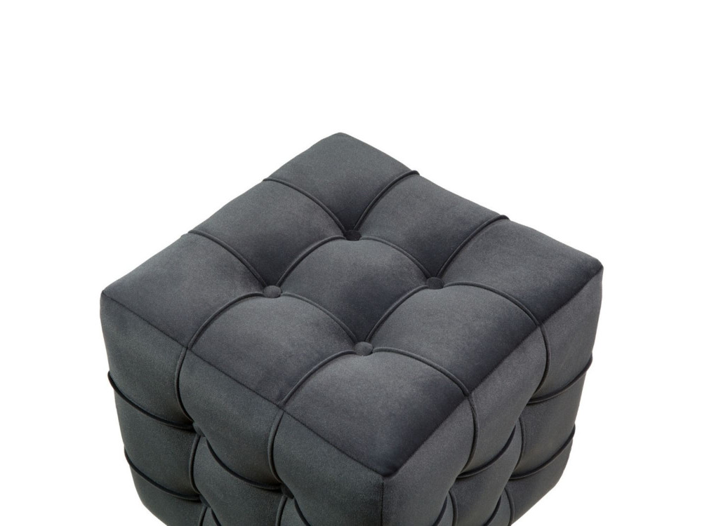 Lizbon" fluwelen poef - 42 x 42 x 42 cm - Grijs