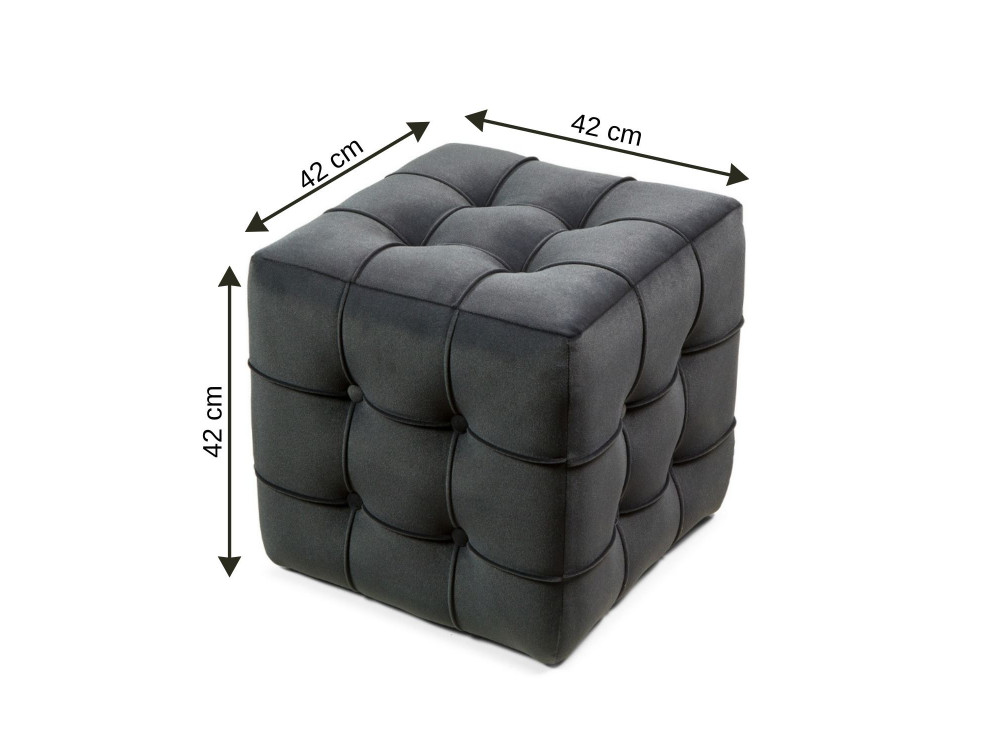 Lizbon" fluwelen poef - 42 x 42 x 42 cm - Grijs