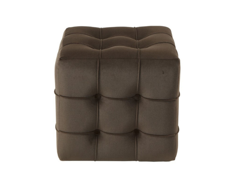 Lizbon" fluwelen poef - 42 x 42 x 42 cm - Bruin